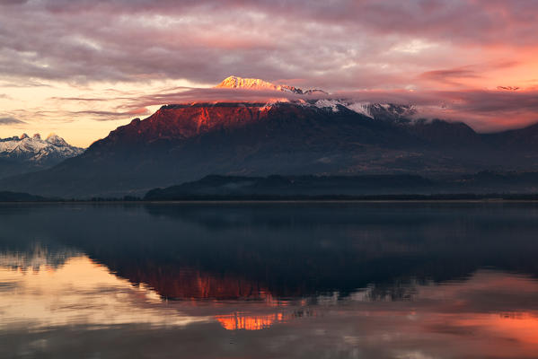 Santa Croce Lake, Alpago, Belluno, Veneto, Italy.