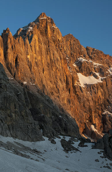 The northwest wall of Civetta, Dolomites, Belluno, Veneto, Italy.