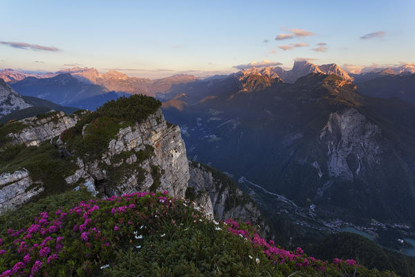 View from Col Rean, Civetta group, Dolomites, Alleghe, Belluno, Veneto, Italy.