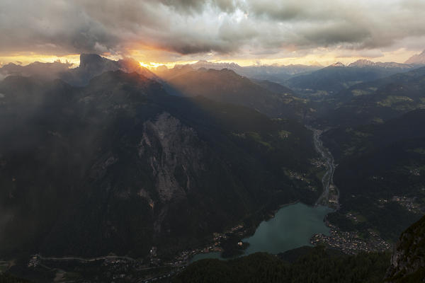 View from Col Rean, Civetta group, Dolomites, Alleghe, Belluno, Veneto, Italy.