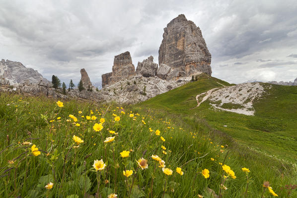 Cinque Torri, Ampezzo Dolomites, Cortina d'Ampezzo, Belluno, Veneto, Italy.