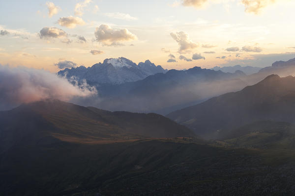 Marmolada from Nuvolao, Ampezzo Dolomites, Cortina d'Ampezzo, Italy.