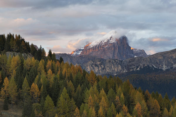 Tofana di Rozes from Laste Alm, Dolomites, Rocca Pietore, Belluno, Veneto, Italy.