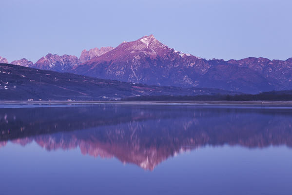 Santa Croce Lake, Alpago, Belluno, Veneto, Italy.