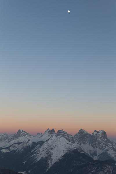 Bosconero group at dusk, Dolomites, Zoldo Valley, Forno di Zoldo, Belluno province, Veneto, Italy