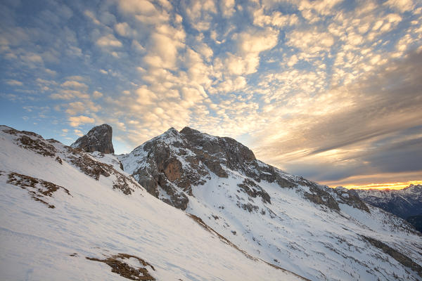 Clouds on Cernera group from Col Piombin, Dolomites, Giau Pass, San Vito di Cadore, Belluno province, Veneto, Italy