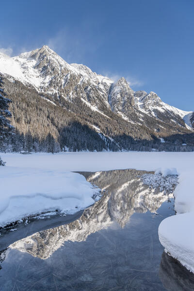 Anterselva/Antholz, South Tyrol, Italy. Autumn at the Lake of Anterselva/Antholzer See.