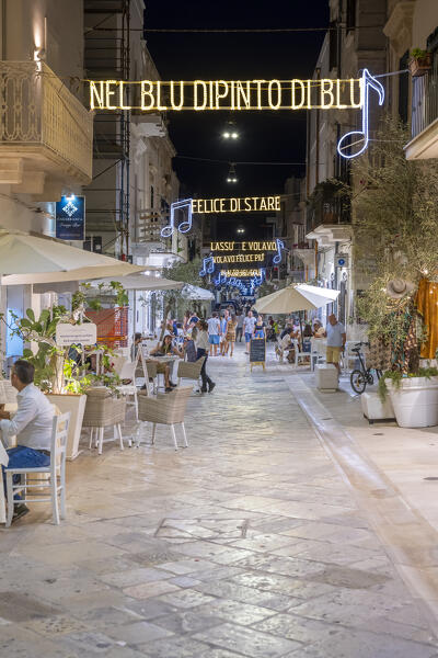 Polignano a Mare, bari, Apulia, Italy. In the street the song 