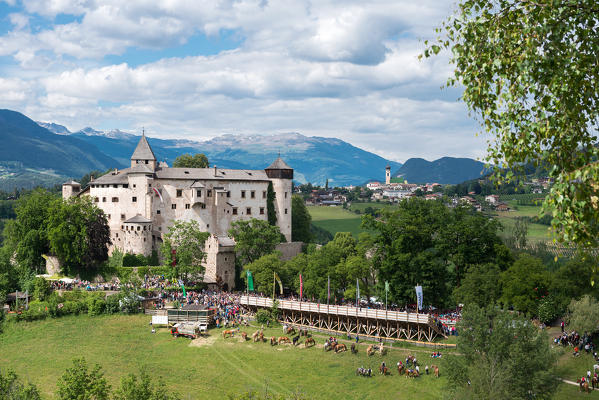 Presule, South Tyrol, Italy. Castle Presule and Fie in the background