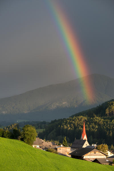 Perca/Percha, South Tyrol, Italy. Rainbow at Perca