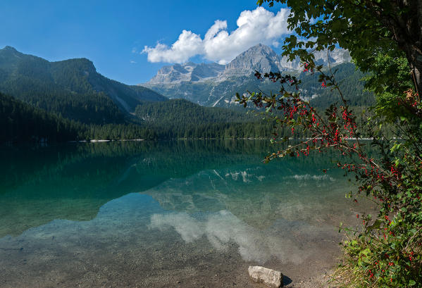 Brenta, Trentino, Italy. The Tovel lake in the mountain group of the Brenta