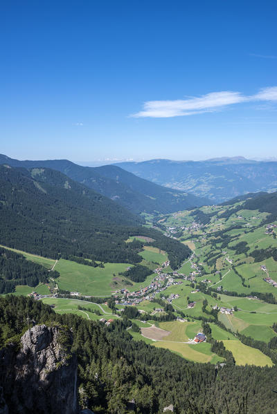 Funes Valley, Dolomites, South Tyrol, Italy. Unusual view of  the Funes Valley