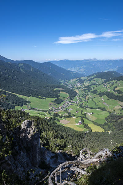 Funes Valley, Dolomites, South Tyrol, Italy. Unusual view of  the Funes Valley