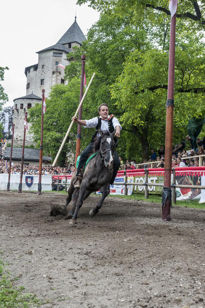 Presule, South Tyrol, Italy. The ride through posts at Castle Presule