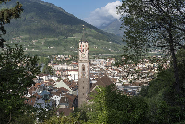 Merano/Meran, South Tyrol, Italy. The City of Meran view from promenade Tappeiner