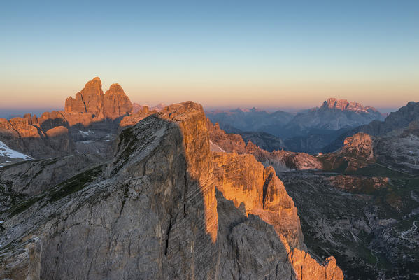 Sesto/Sexten, Dolomites, South Tyrol, Italy. Alpenglow in the Dolomites.