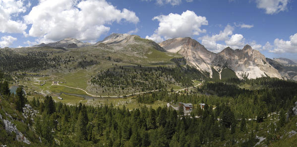 Fanes, Dolomites, South Tyrol, Italy. The refuges Lavarella and Fanes