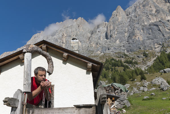 Marmolada, Dolomites, Veneto, Italy. The Ombretta mountain hut