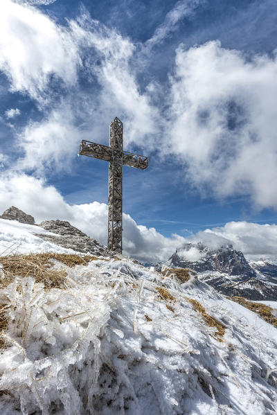 Gran Cir, Dolomites, South Tyrol, Italy. On the summit of the Cir. 