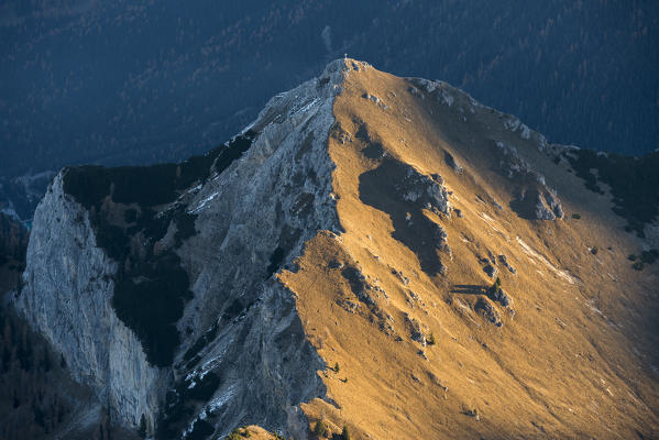 Picco di Vallandro, Dolomites, South Tyrol, Italy. View from the summit of Picco di Vallandro / Duerrenstein to the Peak of Kasamutz