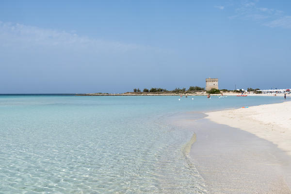 Porto Cesareo, province of Lecce, Salento, Apulia, Italy. The Dunes Beach and the Chianca Tower