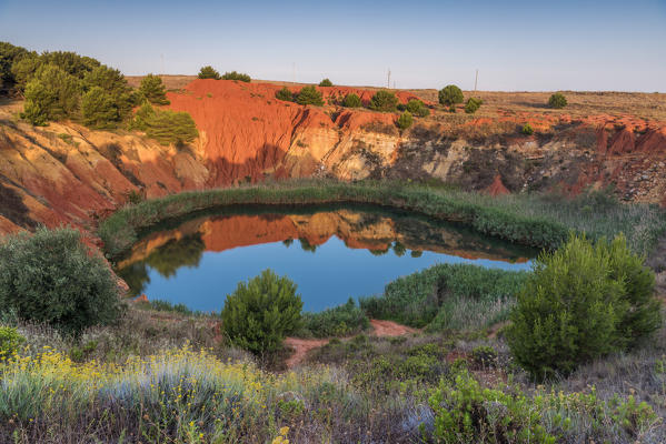 Otranto, province of Lecce, Salento, Apulia, Italy. Abandonet Bauxite Mine with green Lake