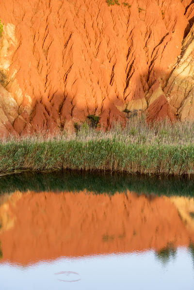 Otranto, province of Lecce, Salento, Apulia, Italy. Abandonet Bauxite Mine with green Lake