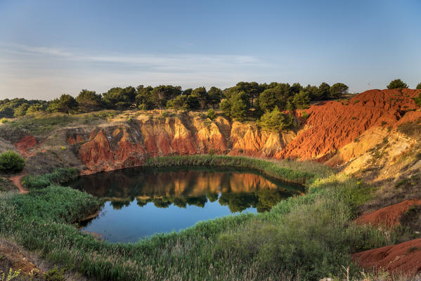 Otranto, province of Lecce, Salento, Apulia, Italy. Abandonet Bauxite Mine with green Lake