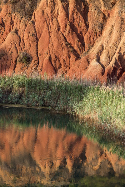 Otranto, province of Lecce, Salento, Apulia, Italy. Abandonet Bauxite Mine with green Lake