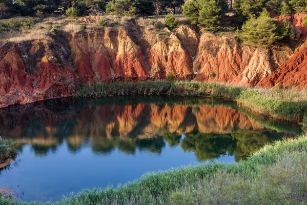 Otranto, province of Lecce, Salento, Apulia, Italy. Abandonet Bauxite Mine with green Lake