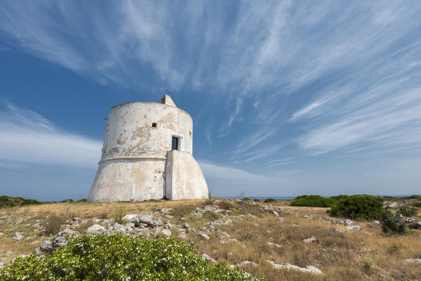 Punta Pizzo, Gallipoli, province of Lecce, Salento, Apulia, Italy. The tower of Punta Pizzo