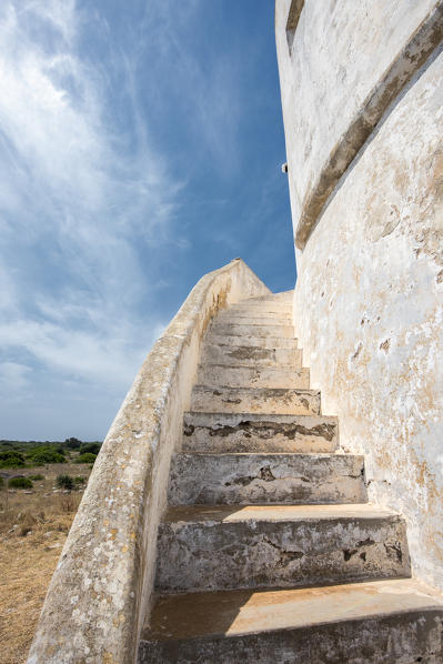 Punta Pizzo, Gallipoli, province of Lecce, Salento, Apulia, Italy. Stairs of the tower of Punta Pizzo