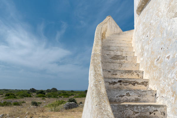 Punta Pizzo, Gallipoli, province of Lecce, Salento, Apulia, Italy. Stairs of the tower of Punta Pizzo