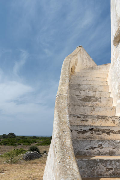 Punta Pizzo, Gallipoli, province of Lecce, Salento, Apulia, Italy. Stairs of the tower of Punta Pizzo