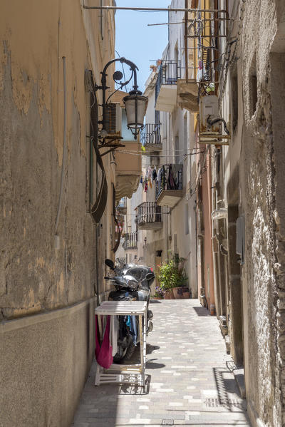 Lipari, Messina district, Sicily, Italy, Europe. Alley on Lipari