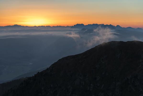 Sesto / Sexten, Bolzano province, South Tyrol, Italy Europe. Sunrise at the Helm mountain