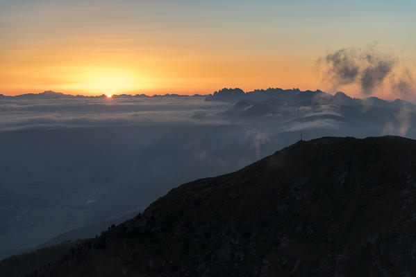 Sesto / Sexten, Bolzano province, South Tyrol, Italy Europe. Sunrise at the Helm mountain