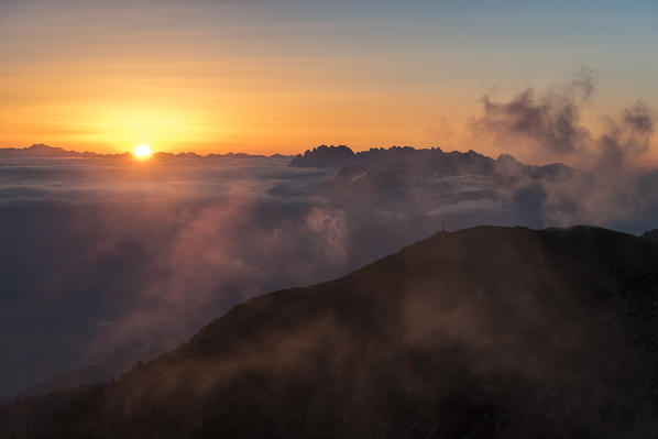 Sesto / Sexten, Bolzano province, South Tyrol, Italy Europe. Sunrise at the Helm mountain