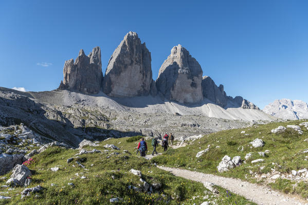 Sesto / Sexten, province of Bolzano, Dolomites, South Tyrol, Italy. The Tree Peaks of Lavaredo