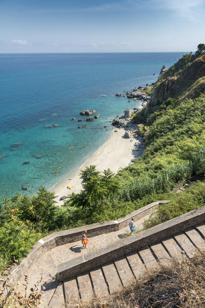 Parghelia, province of Vibo Valentia, Calabria, Italy, Europe. The steps to the 