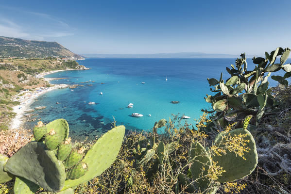 Capo Vaticano, Ricadi, province of Vibo Valentia, Calabria, Italy, Europe. View from Capo Vaticano to the beach of Grotticelle