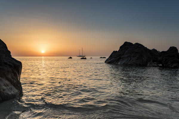 Parghelia, province of Vibo Valentia, Calabria, Italy, Europe. Sunset at the 