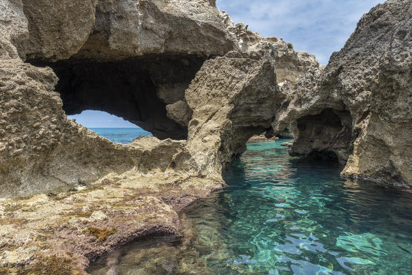 Ricadi, province of Vibo Valentia, Calabria, Italy, Europe. Cliffs on the beach of Riaci