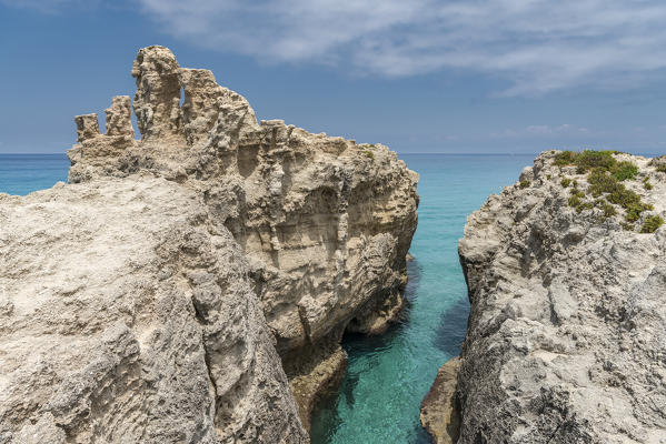 Ricadi, province of Vibo Valentia, Calabria, Italy, Europe. Cliffs on the beach of Riaci