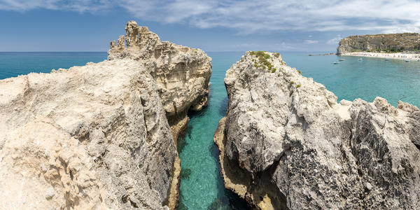 Ricadi, province of Vibo Valentia, Calabria, Italy, Europe. Cliffs on the beach of Riaci