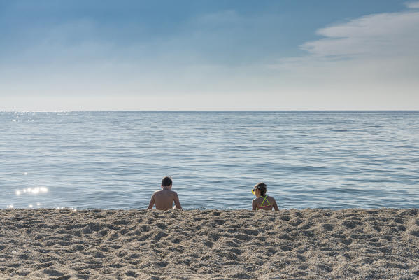 Zambrone, province of Vibo Valentia, Calabria, Italy, Europe. Children at the beach of Zambrone