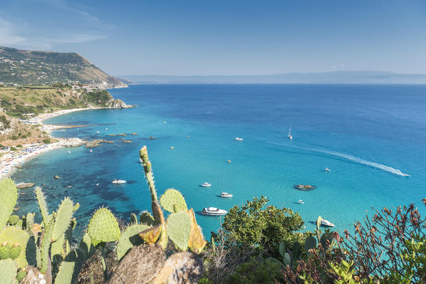 Capo Vaticano, Ricadi, province of Vibi Valentia, Calabria, Italy, Europe. View from Capo Vaticano to the beach of Grotticelle