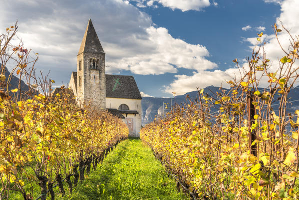 Mazon, Ora / Neumarkt, province of Bolzano, South Tyrol, Italy, Europe. The church San Michele Arcangelo