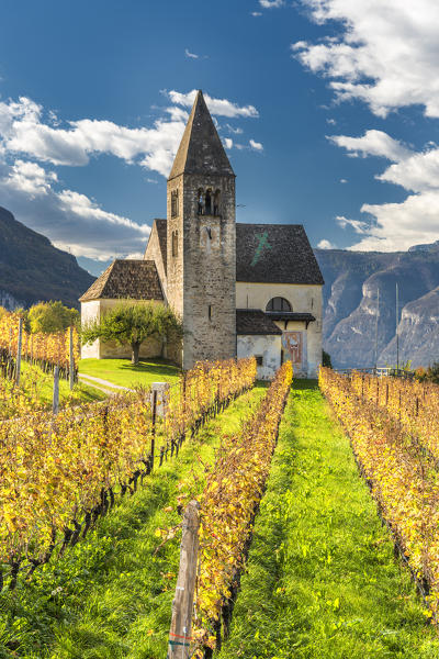 Mazon, Ora / Neumarkt, province of Bolzano, South Tyrol, Italy, Europe. The church San Michele Arcangelo