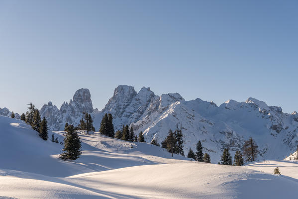 Prato Piazza/Plätzwiese, Dolomites, province of Bolzano, South Tyrol, Italy. The massif of the Cristallo group